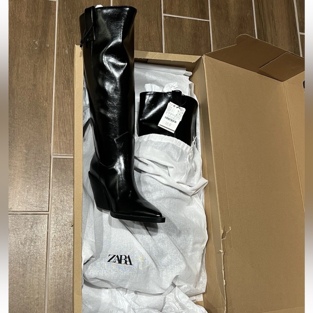 Zara Black Heeled Boots